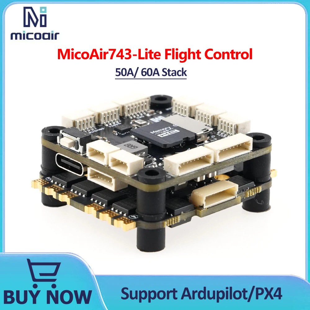 MicoAir743 Lite 50A/ 60A Flight Controller 30x30 4in1 ESC Bluejay ICM45686 Flight Stack Support Ardupilot/PX4 Firmware for Drone