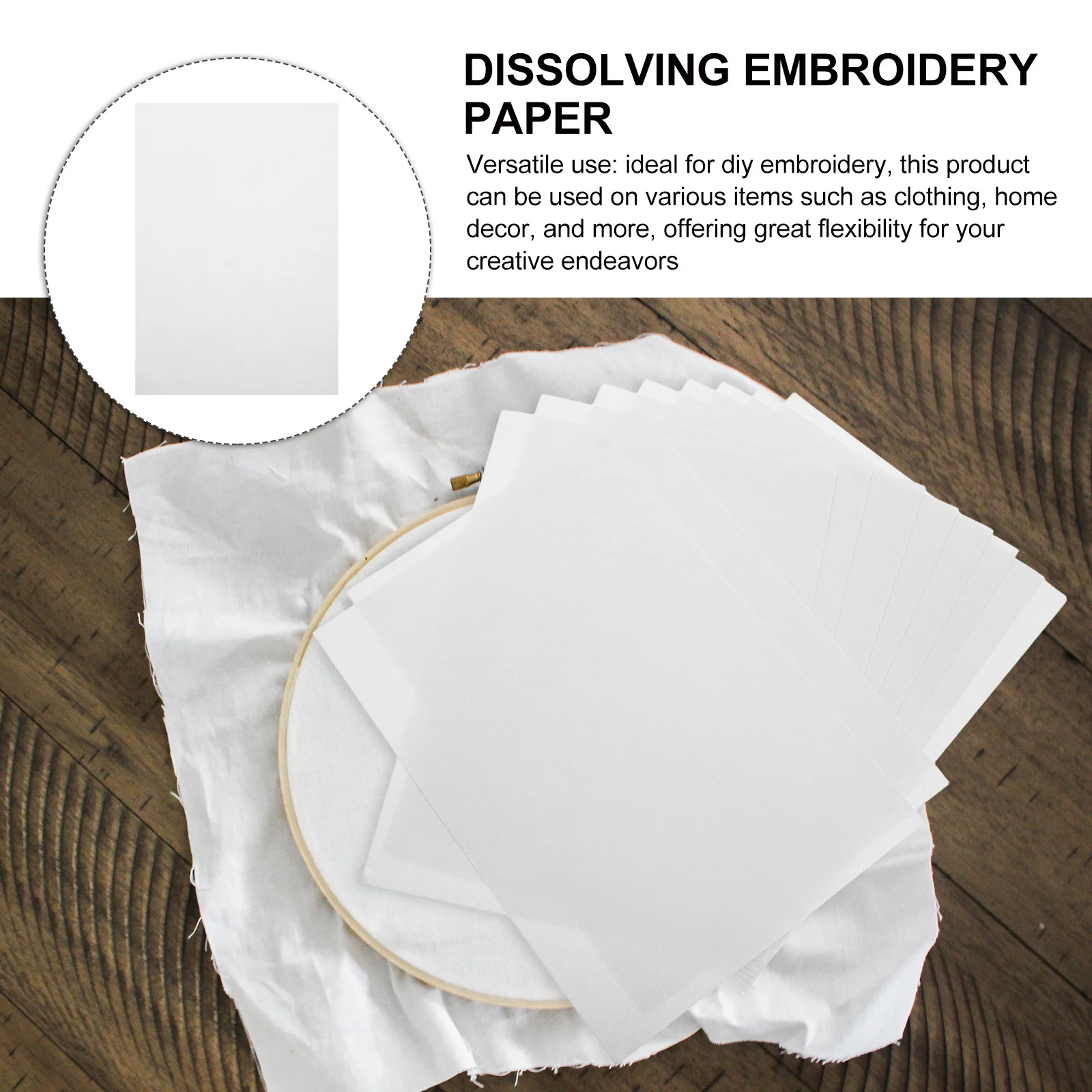 

10 Sheets Stick and Stitch Embroidery Paper Water Soluble Self Adhesive Nonwoven Fabric for DIY Clothing Home Decor Peel and Sew