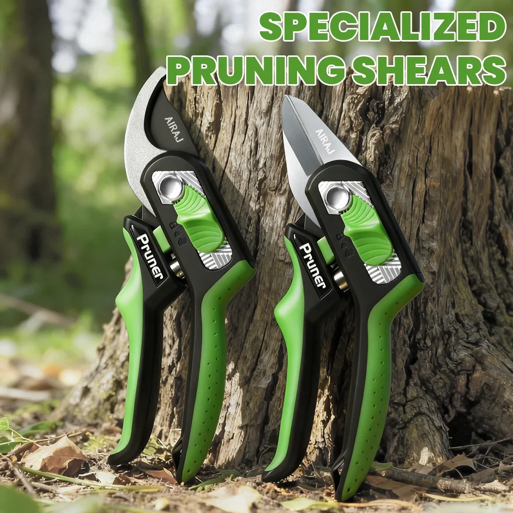 AIRAJ Garden Pruning Tool for Dead and Live Branches, With Dual-Speed Adjustment, Safety Lock and Comfortable Anti-Slip Handle