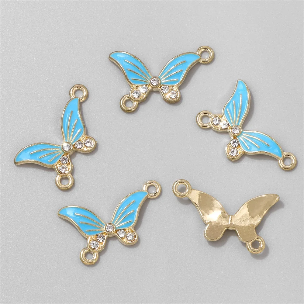 Wholesale Bohemian Butterfly Connector Enamel Alloy Metal Drop Oil Butterflies Charms For Jewelry Making Bracelt Findings DIY