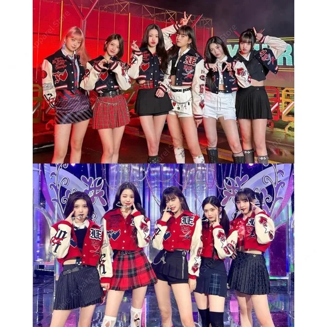 Koreański Ive K-pop strój sceniczny damskie stroje koncertowe hip-hopowy strój do tańca ulicznego kostium wydajnościowy kurtka baseballowa luźna