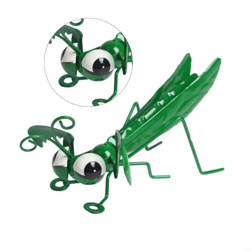 Iron Locust Ornament Artistic Insect Statue Elegant Wrought Iron Garden Sculpture for Household X3UC