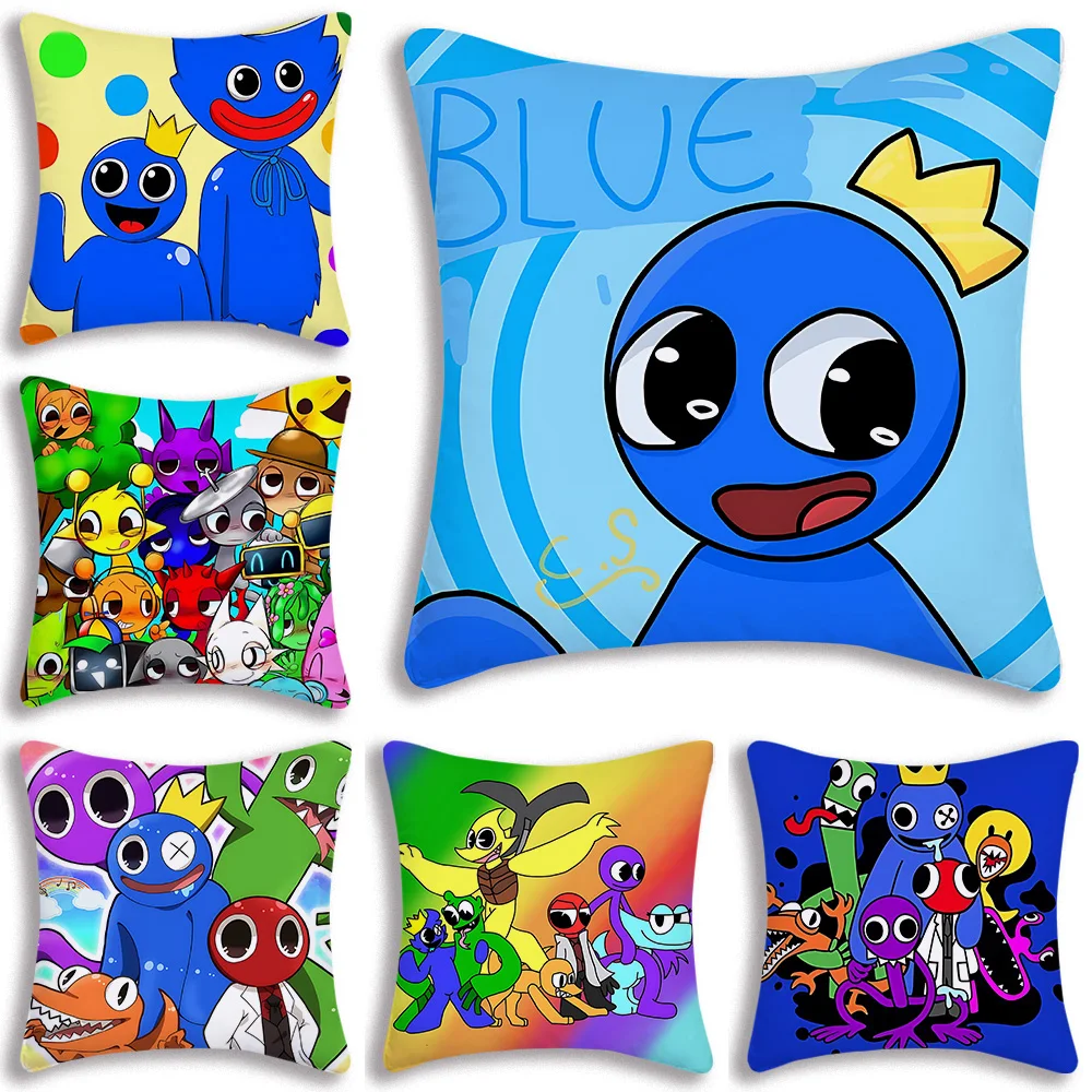 Funny Pillow Covers Cartoon Game R-Rainbow Friends Sofa Decorative Home Double-sided Printing Short Plush Cute Cushion Cover