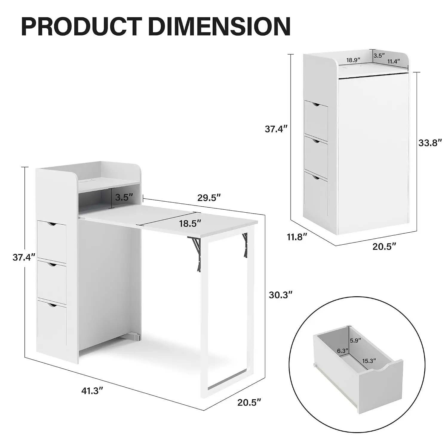 Wall Mounted Foldable Desk with Storage & Power Outlet, Space Saving Hidden Table for Small Spaces Home Office, Customized