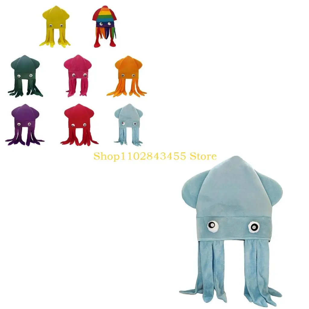 49MC Comfortable Cuttlefish Cap Soft Cloth Easy To Clean Squid Hat For Cosplay Parties