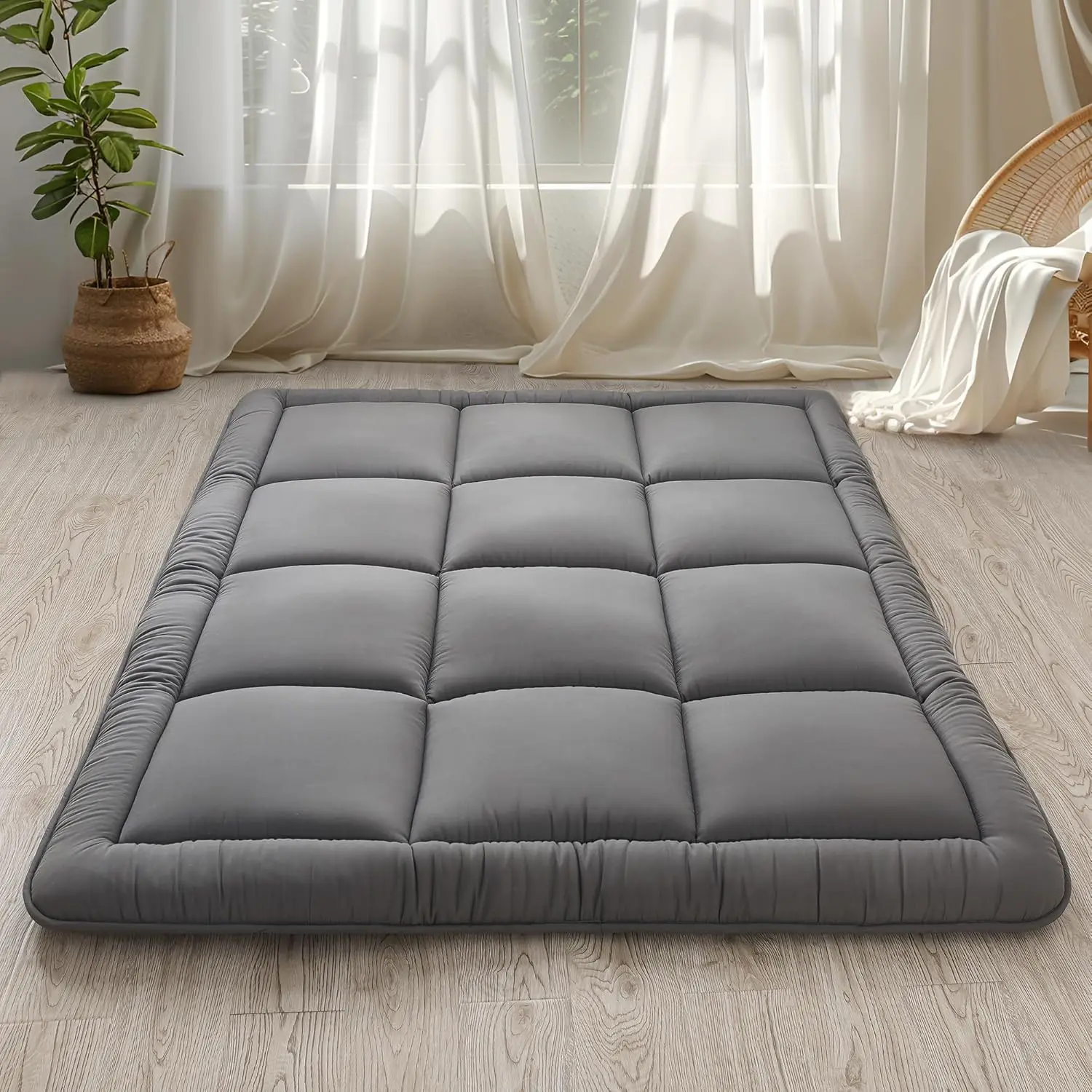 

Mattress 3" Grey Floor Mattress Tatami Mat Foldable & Portable Roll Up Sleeping Pad, Dormitory