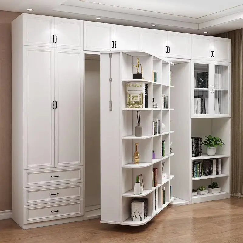 Bookcase Wardrobe Rotating Invisible Bed, Multi-functional Rotating Bed Wall Bed Hidden Bed Hardware Accessories