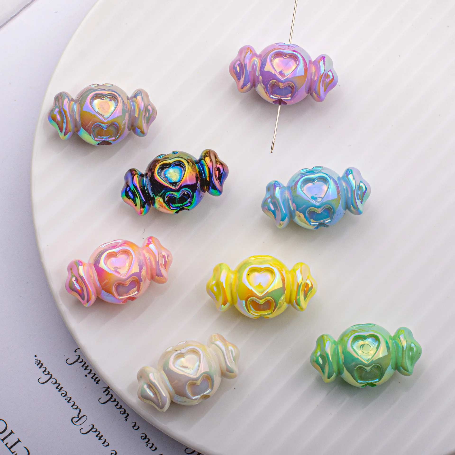 

Fresh New 29*16mm 70pcs AB Colors Love Heart Candy Acrylic Jewelry Beads Ornament Accessory Material DIY Necklace Bracelet