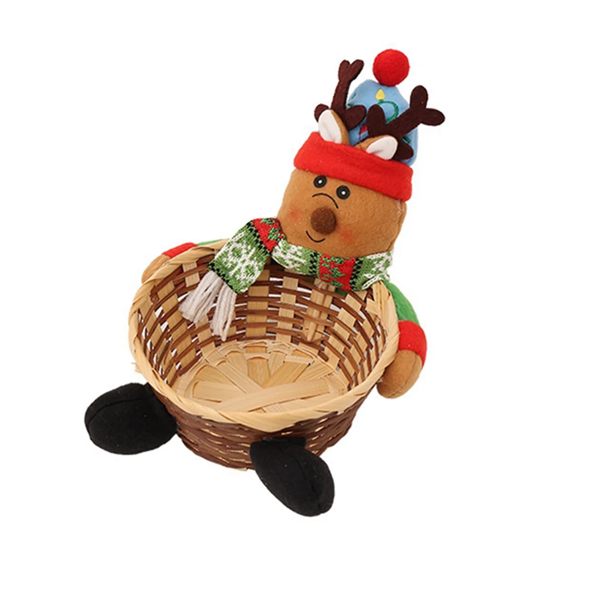 Merry Christmas Candy Storage Basket Decoration Christmas-Decorations-Santa Snowman-Storage Basket Desktop Candy Box A