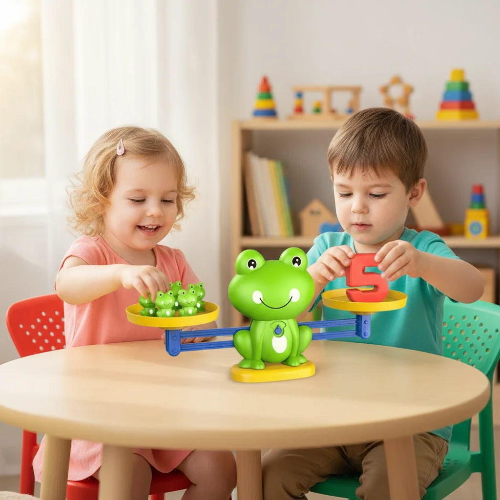 Giocattolo per bambini Gioco di equilibrio digitale della rana per l'educazione precoce Bilancia digitale della rana Bilancia per bambini Giocattolo matematico Promuovere lo sviluppo intellettuale