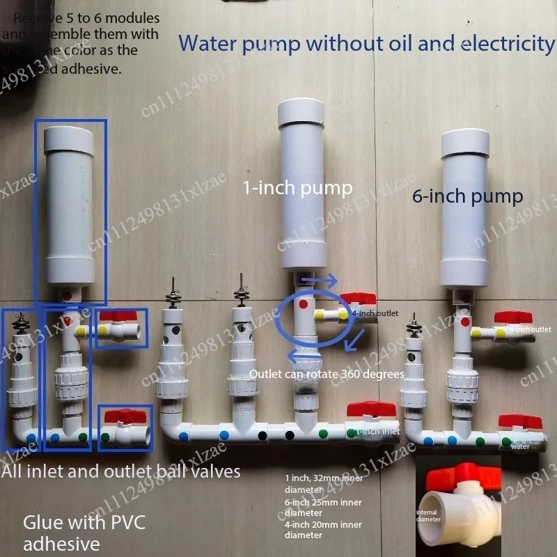 

Oil-Free & Electric-Free PVC Hydraulic Ram Pump, Self-Operating Water Hammer Pump for Garden & Rural Water Supply