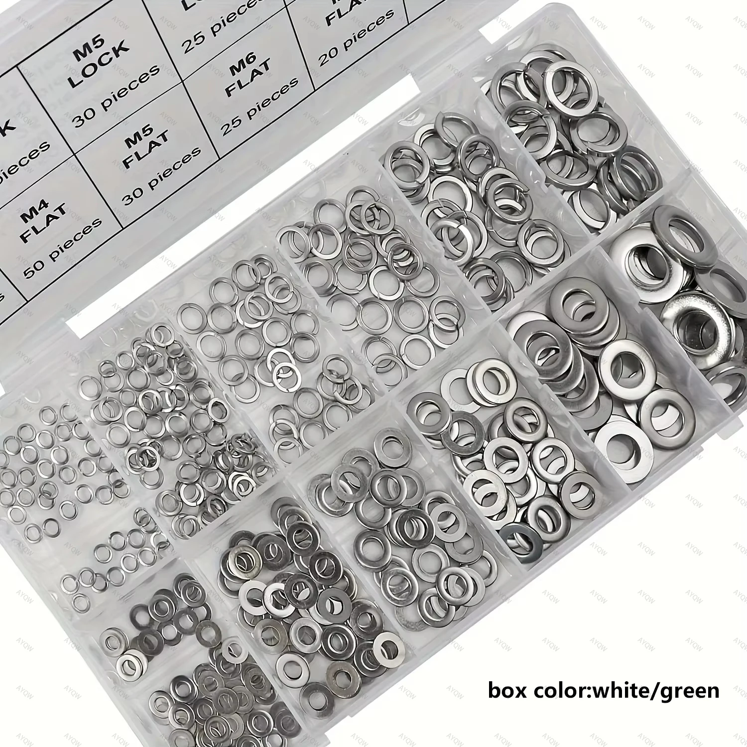 400 Pieces of Stainless Steel Washers, M3/M4/M5/M6/M8/M10 Metric Washers, Flat Washers and Spring Washers Combination Set, 200 Flat Washers + 200 Spring Washers, Multi-Specification Metal Washers, Anti-Loosening Hardware Washers, Industrial Machinery Fasteners, Household DIY Repair Washers, Anti-Rust Fastening Washers