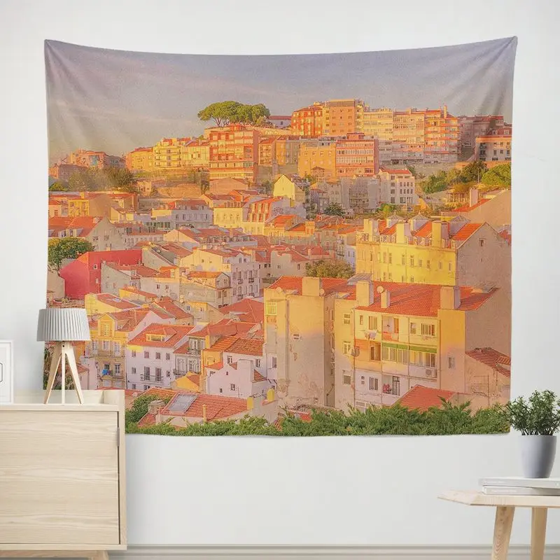 VIKAMA Starry Sky Orange Cloud Tapestry Ins Dreamy Sunset Scenery Background Cloth Wall Decoration Room Decoration