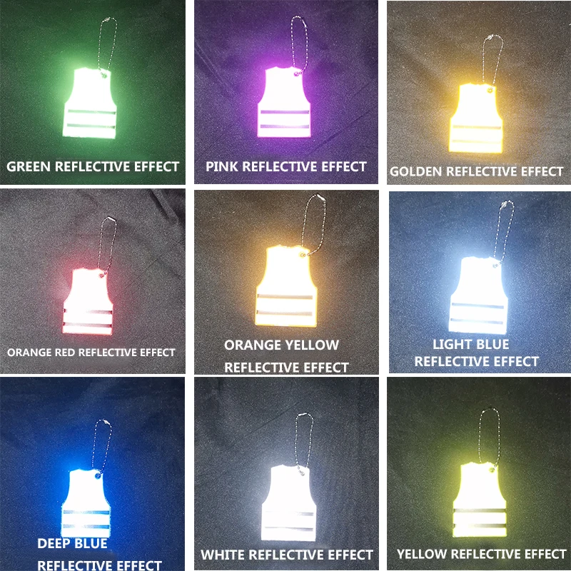 10Pcs Yellow Vest Reflective Keychain Backpack Clothing Pendant Accessories For Traffic Visiblity Safety Use