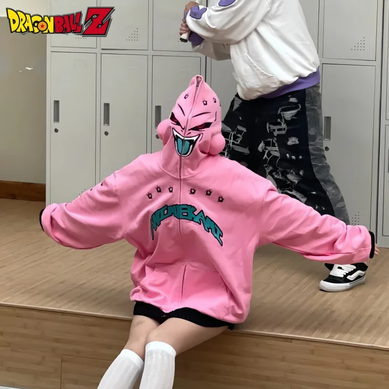 

New Dragon Ball Majin Buu Zipper Coat Fashion Style Loose Casual Warm Jacket Anime Peripheral Funny Cosplay Clothing Hoodie Gift