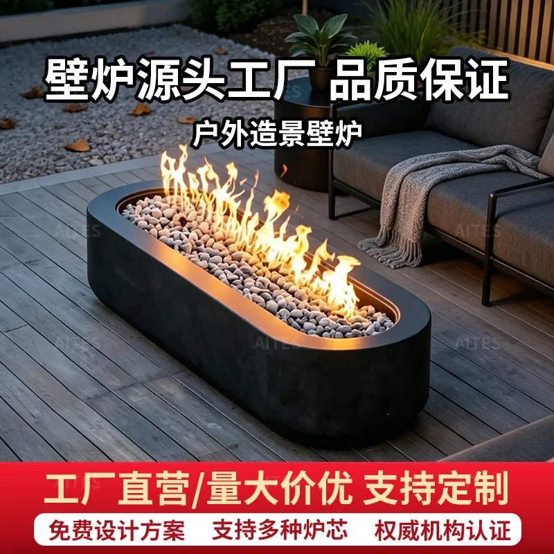 Real fire wood burning alcohol fireplace Sky gas villa B & B courtyard heating Fireplace table Cross-border exit Outdoor
