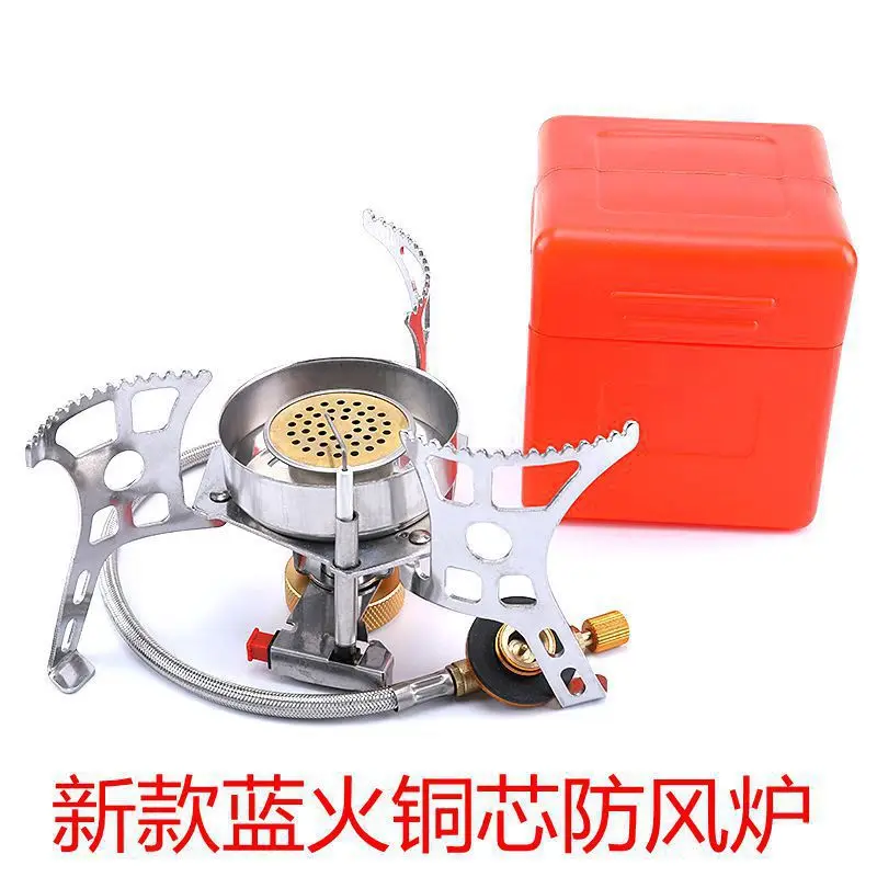 Three-core Folding Camping Gas Stove Outdoor Picnic Windproof Gas Burner Strong Fire Tourism Cooker Survival Furnace Equipment