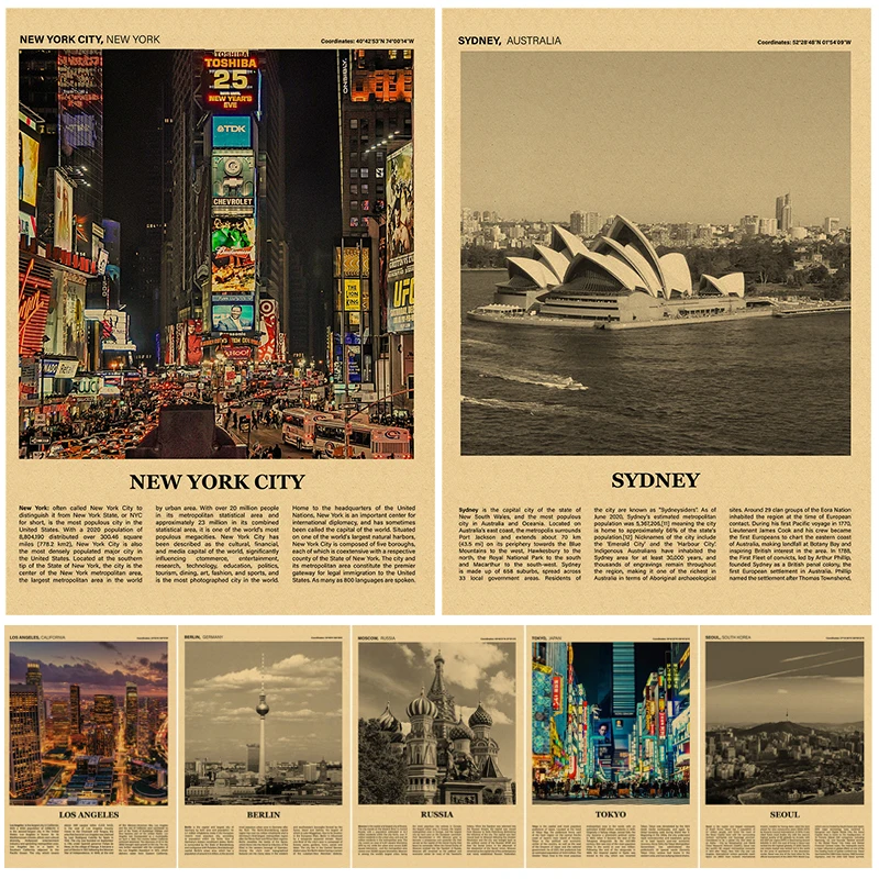Póster de ciudad de viaje mundial, impresiones de Nueva York, carteles Vintage para entusiastas del turismo, decoración de pared del hogar, habitación, Club, imagen artística, pintura Retro