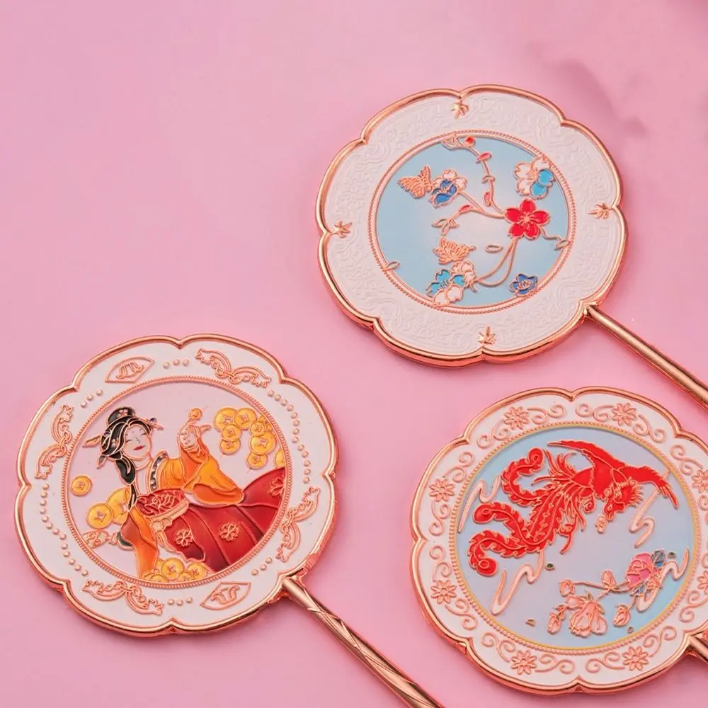 Draagbare 3D-bloem make-upspiegel Chinese stijl Prachtige metalen cosmetische spiegel Vlinder getextureerde cartoon make-upspiegel voor thuis