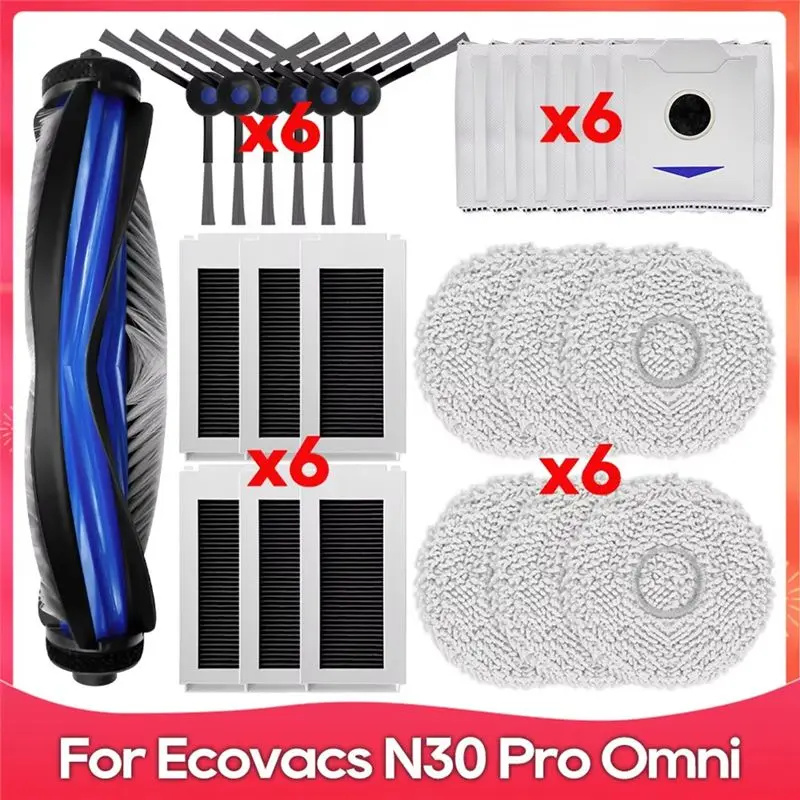 

AED2 - Запасные части и аксессуары для Ecovacs Debot N30 Omni/N30 Pro Omni: основная и боковые щетки, HEPA-фильтр, насадка для мытья полов, мешок для сбора пыли
