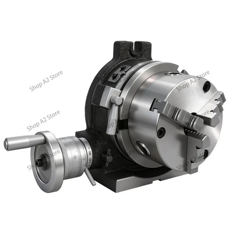 4 Inches Rotary Table Indexing Head with Universal 3-Jaw Chuck for Vertical And Horizontal Metalworking Operations
