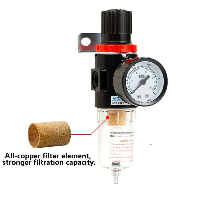 

New AFR-2000 Pneumatic Filter Air Treatment Unit Pressure Regulator Compressor Reducing Valve Oil Water Separation AFR2000 Gauge