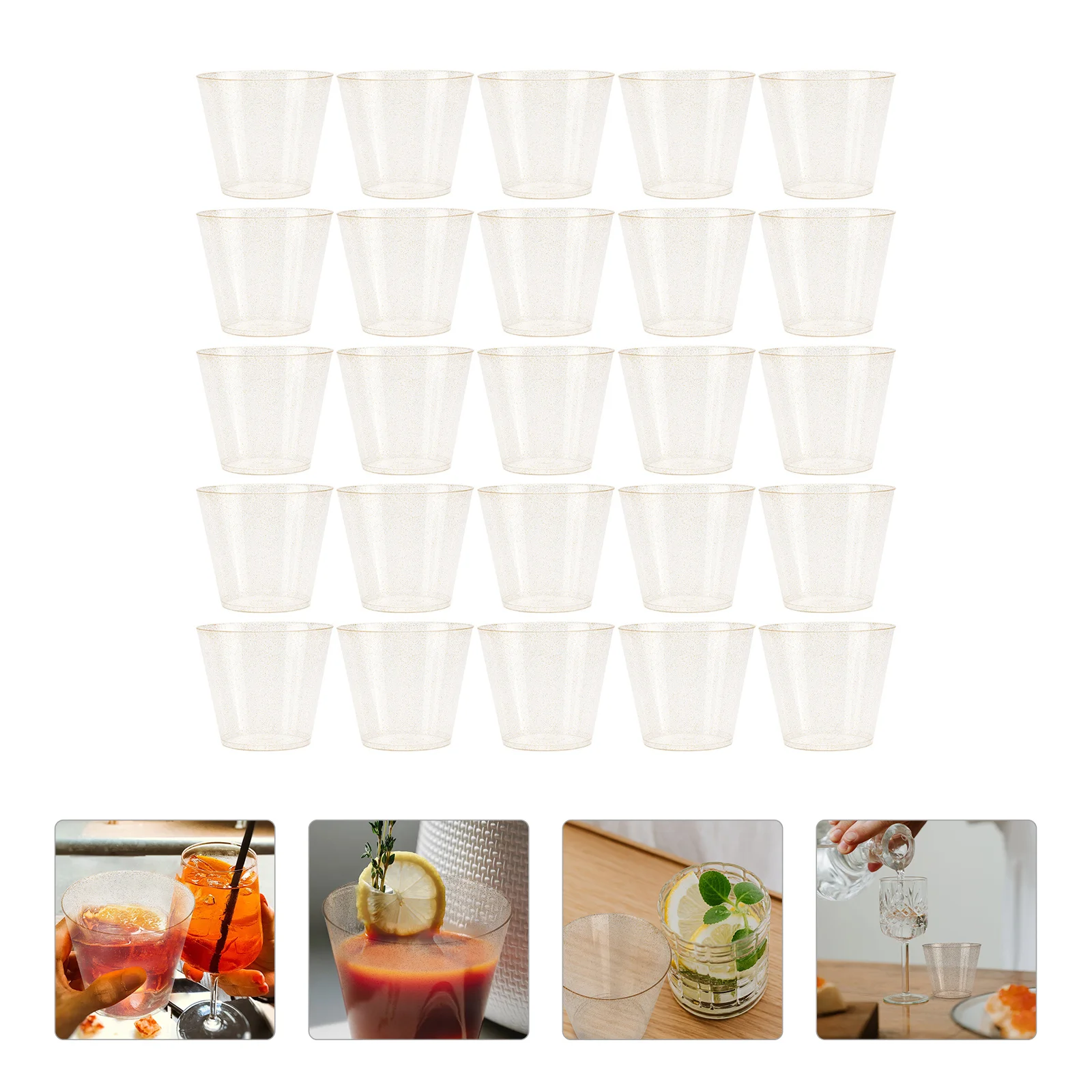 

25Pcs Disposable Clear Wine Cups Creative Plastic Beverage Cup Party Banquet Wide Mouth Delicate Drinking Cups