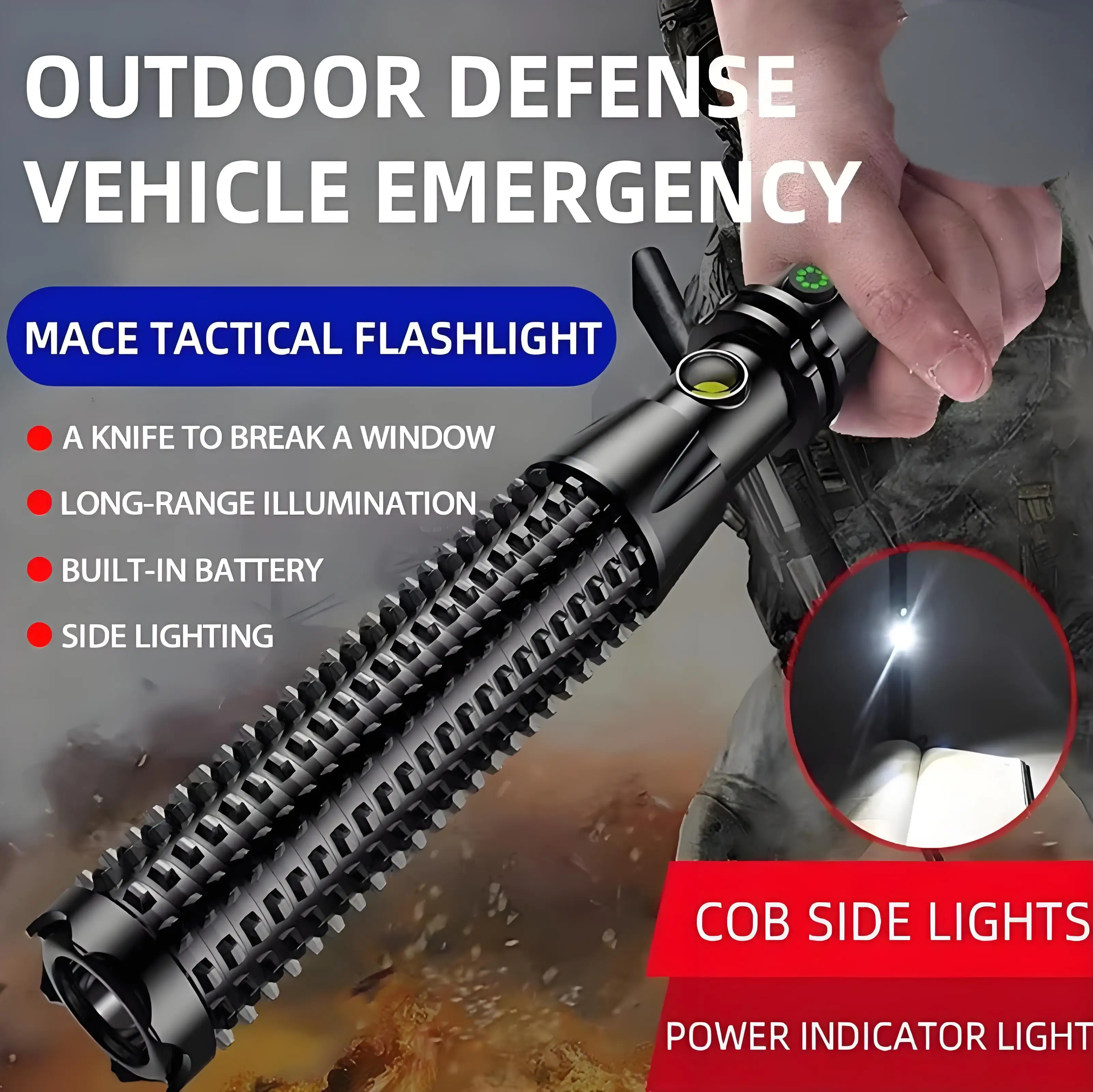 New Wolf Tooth Lamp Rod Strong Light Charging Outdoor Super Bright Multi Functional Vehicle Retractable Self Defense Patrol