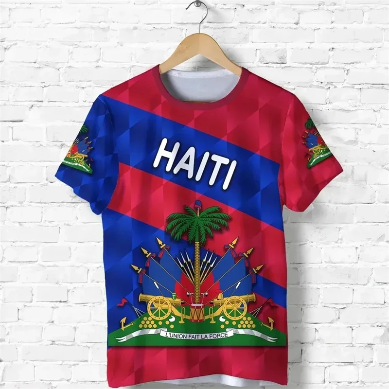 

Oversized T-shirts 3D Print Country Emblem Flag Caribbean Sea Haiti Island Retro Streetwear Casual Short-sleeve Tops Clothing