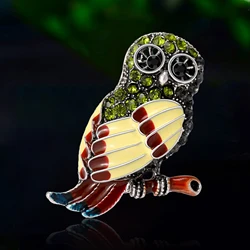 Enamel Owl Pin for Women Unisex Rhinestone Eagle Brooches Event Party Backpack Decoration Clothes Accessories