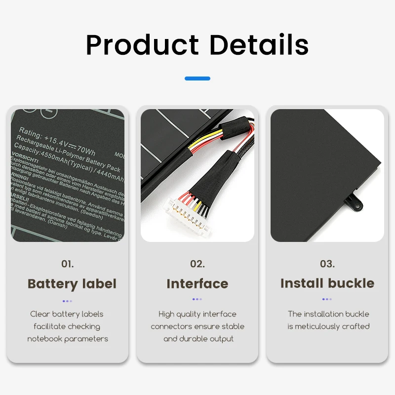 bateria do portátil C41N2004 for ASUS ZenBook Duo 14 UX482 UX482EA UX482EG Series 15.4V 70Wh 4550mAh