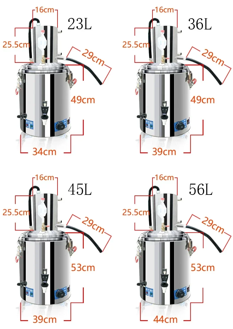 30/40/50L DIY Home Distiller Moonshine Stiller Stainless Steel Boiler White Spirits Pure Water Alcohol Oil Wine Brewing Kit