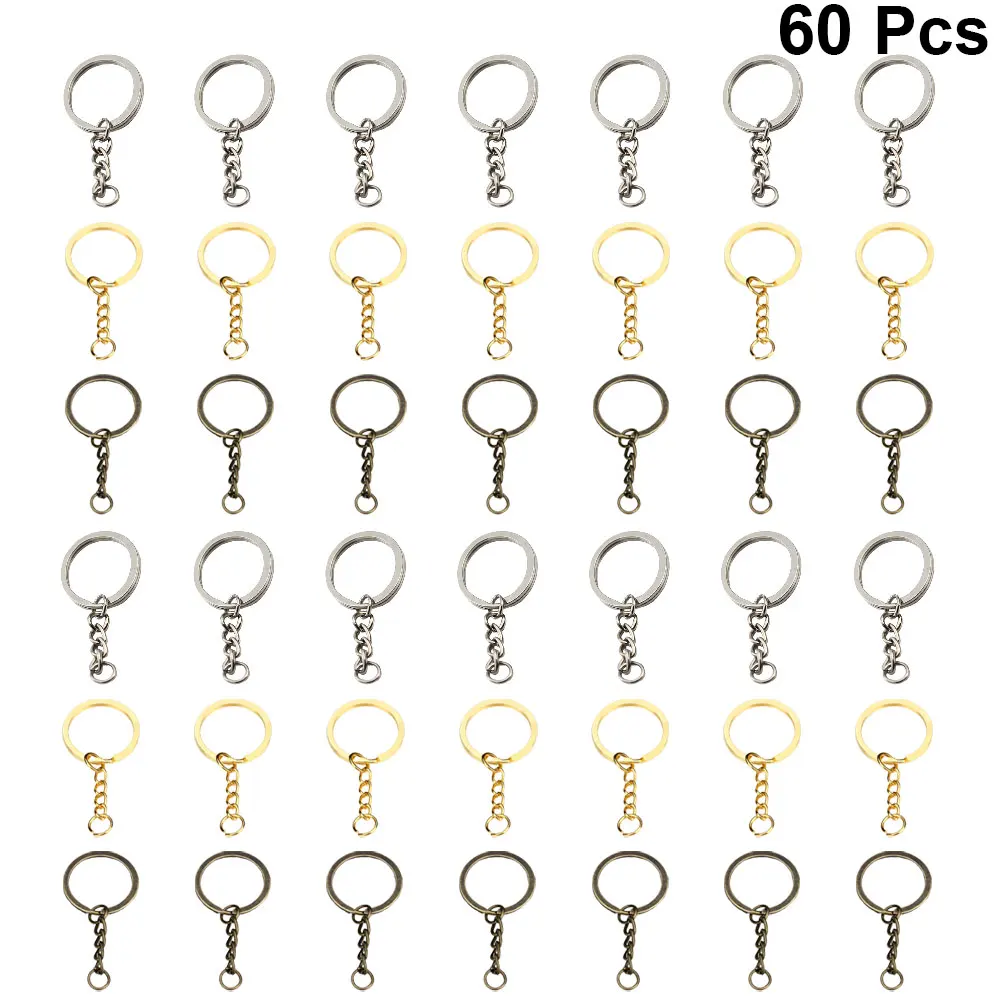 

60 pcs Key Accessories Split Rings for Project Circular Bulk DIY Craft Chain Durable Anti Rust Practical Long Term Use