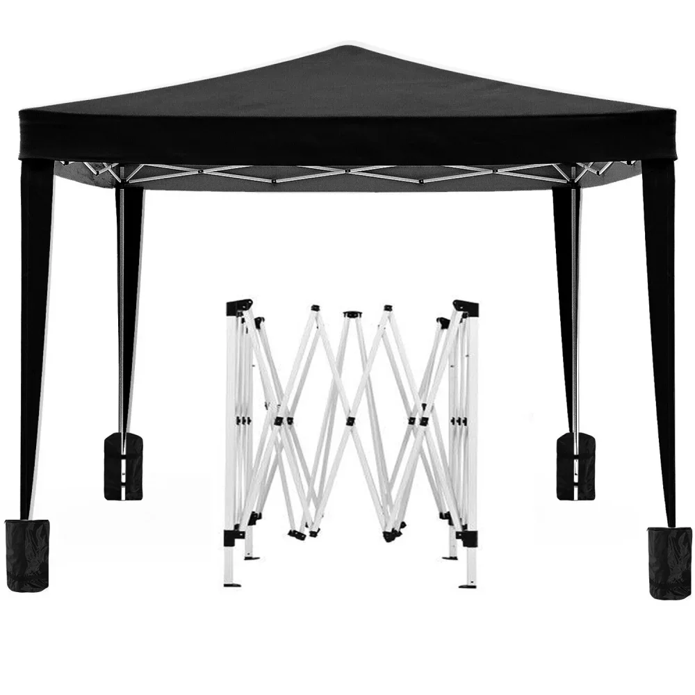 Toldo plegable de 10'x10' con 4 paredes laterales extraíbles, tiendas de campaña para eventos al aire libre, toldo emergente EZ para acampar, bolsa de peso de 4 Uds.