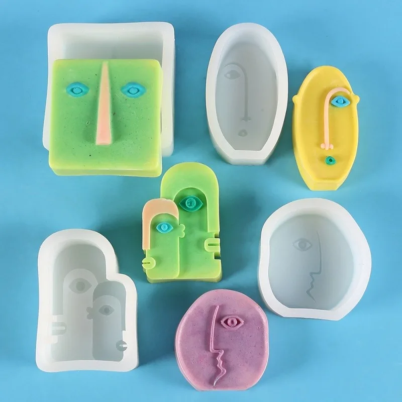 3D Art Face Candle Mold DIY Abstract Face Silicone Mold Aromatherapy Soap Home Decoration Candle birthday gift Production tools
