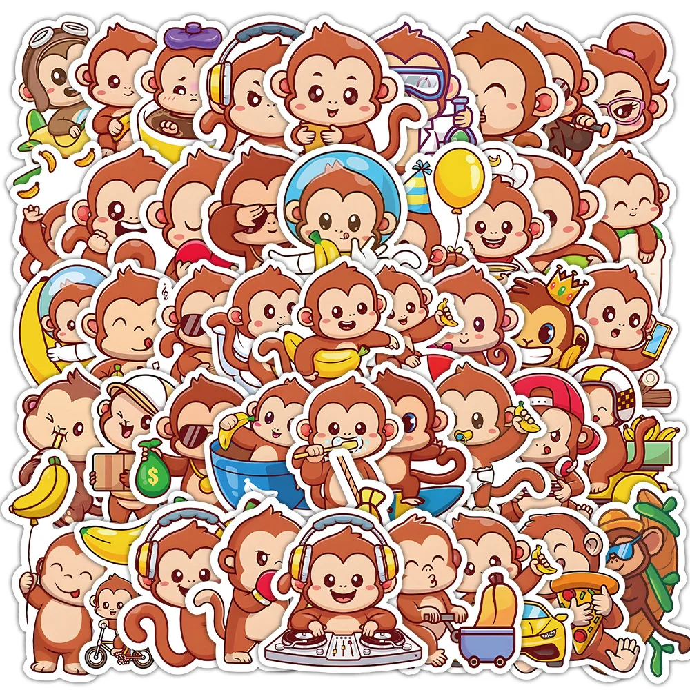 50 قطعة ملصقات القرد لطيف الحيوان الكرتون Stciekrs الكتابة على الجدران DIY بها بنفسك سجل القصاصات الأمتعة المحمول الهاتف سيارة الدراجة الشارات الاطفال اللعب الهدايا #6