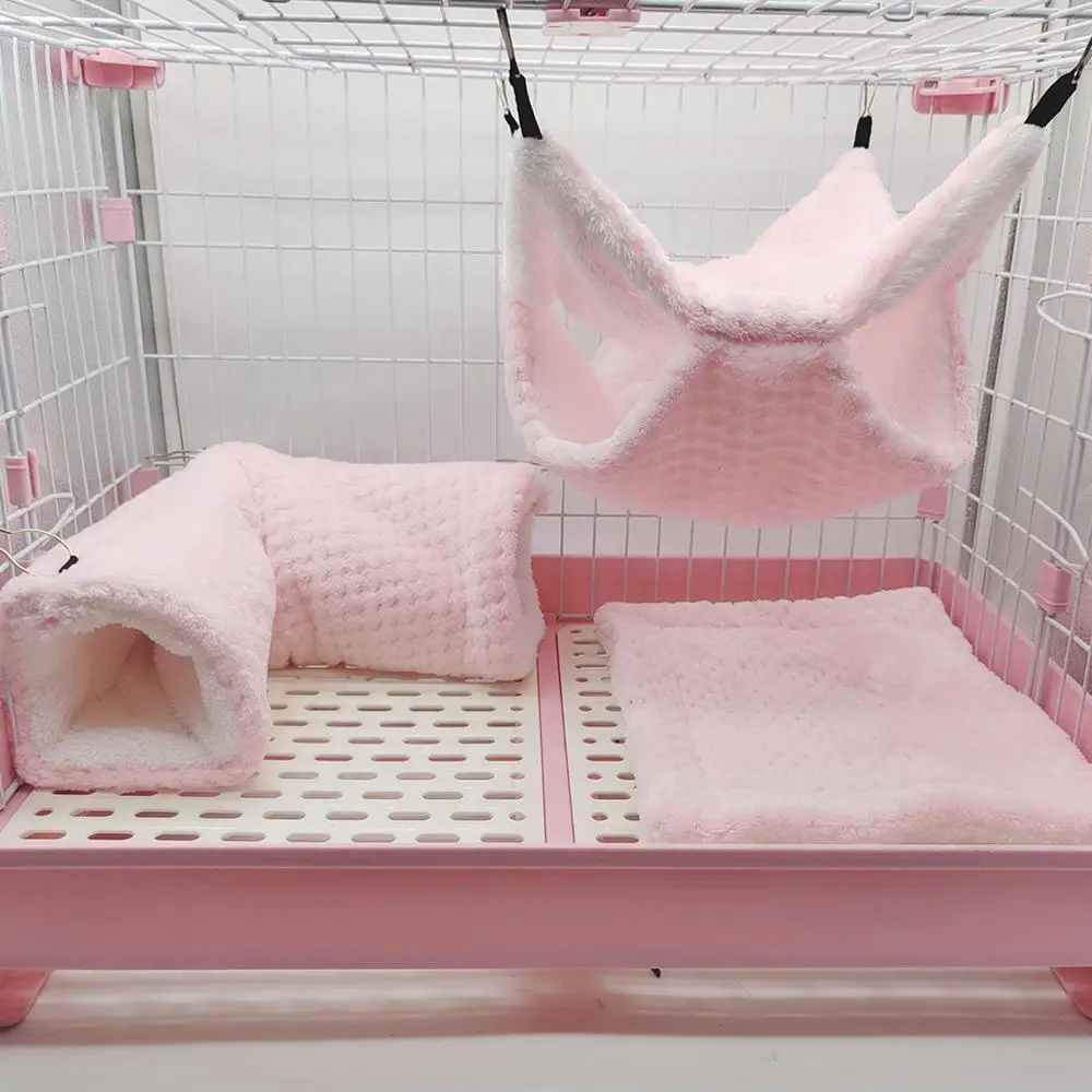 1pc Hamster Nest Winter Bed House Shed Hanging Hammock Cage Tunnel Plush Hideaway for Hamster Guinea Pigs Sugar Small Pet