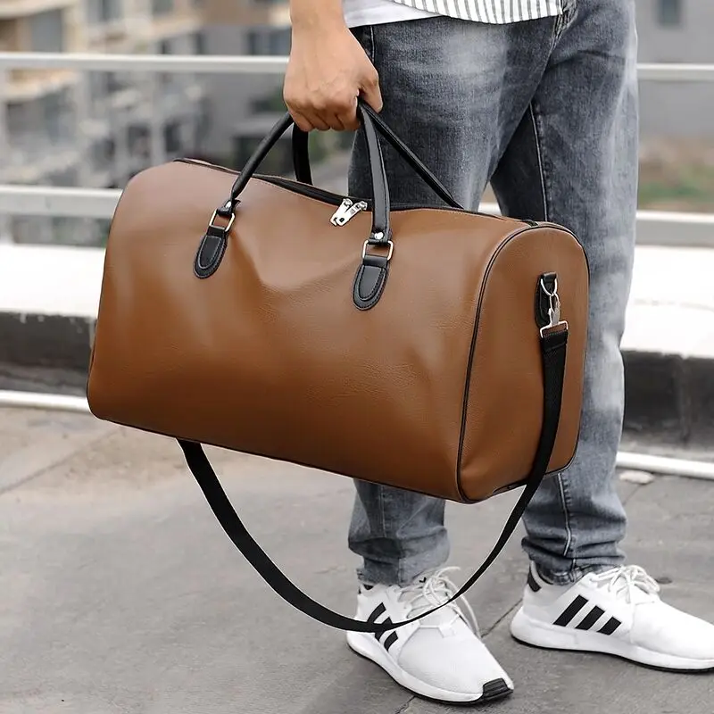 Men's Business Travel Bags Leather Large Capacity Handbags Traveling Luggage Organizer The Tote Bag Sports Weekend Handbag