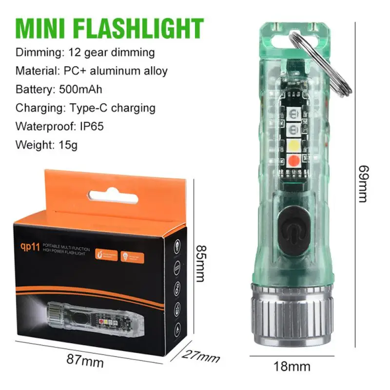 Mini Flashlight LED Multi-function Waterproof Keychain Flashlight Portable Waterproof Magnetic Self Defense Camping Light