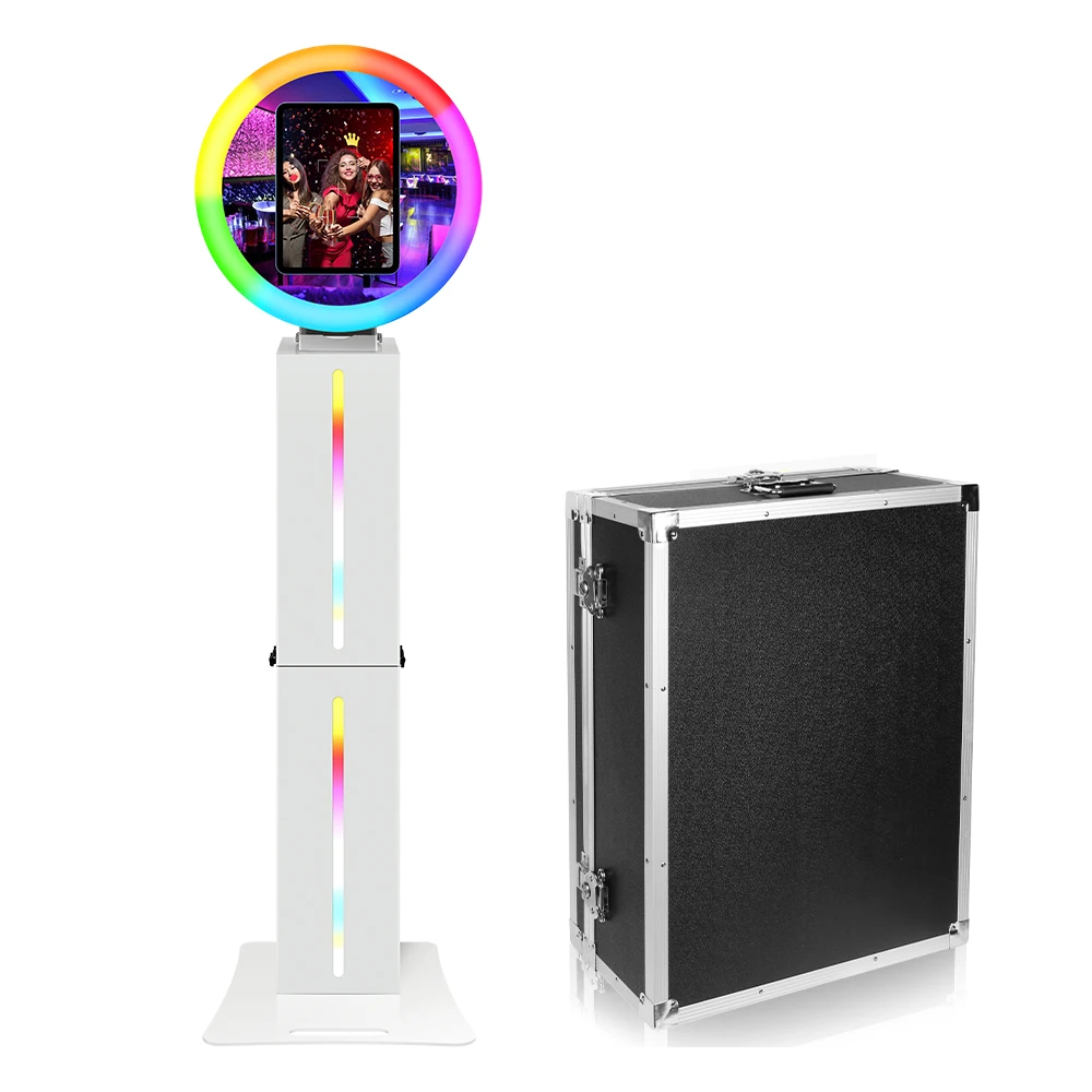Mesin Photo Booth iPad untuk Pernikahan, Pesta, dan Acara Lainnya (10.2"/10.5"/11"/12.9"/13"), Portabel, LED, Selfie
