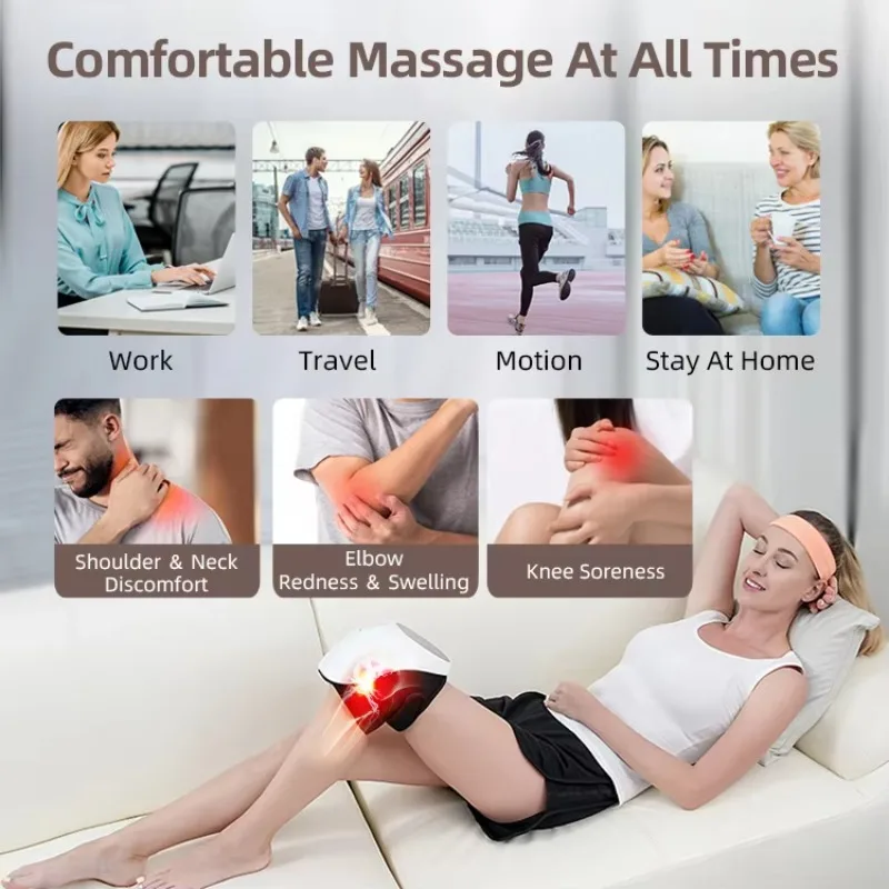 Muscle Relax Circulation Knee Massage Machine Recharge Electric Heating Vibration Ankle Massager