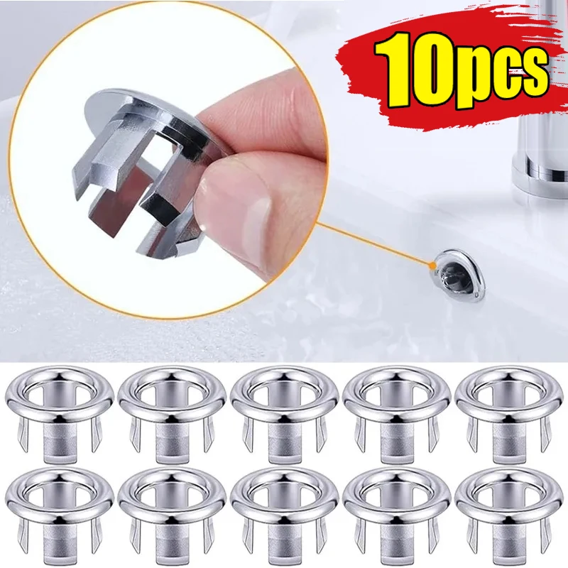 10/1Pcs Kitchen Sink Hole Overflow Cover Basin Trim Bath Sink Holes Drain Cap Bathroom Wash Basin Hollow Overflow Rings Plugs