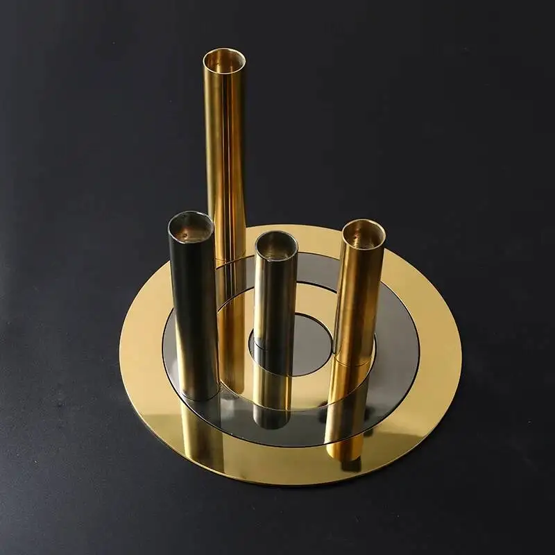 Metal Handicrafts Geometric Pipeline Stainless Steel Circular Spliced Target Metal Figurine Home Decoration Accessories