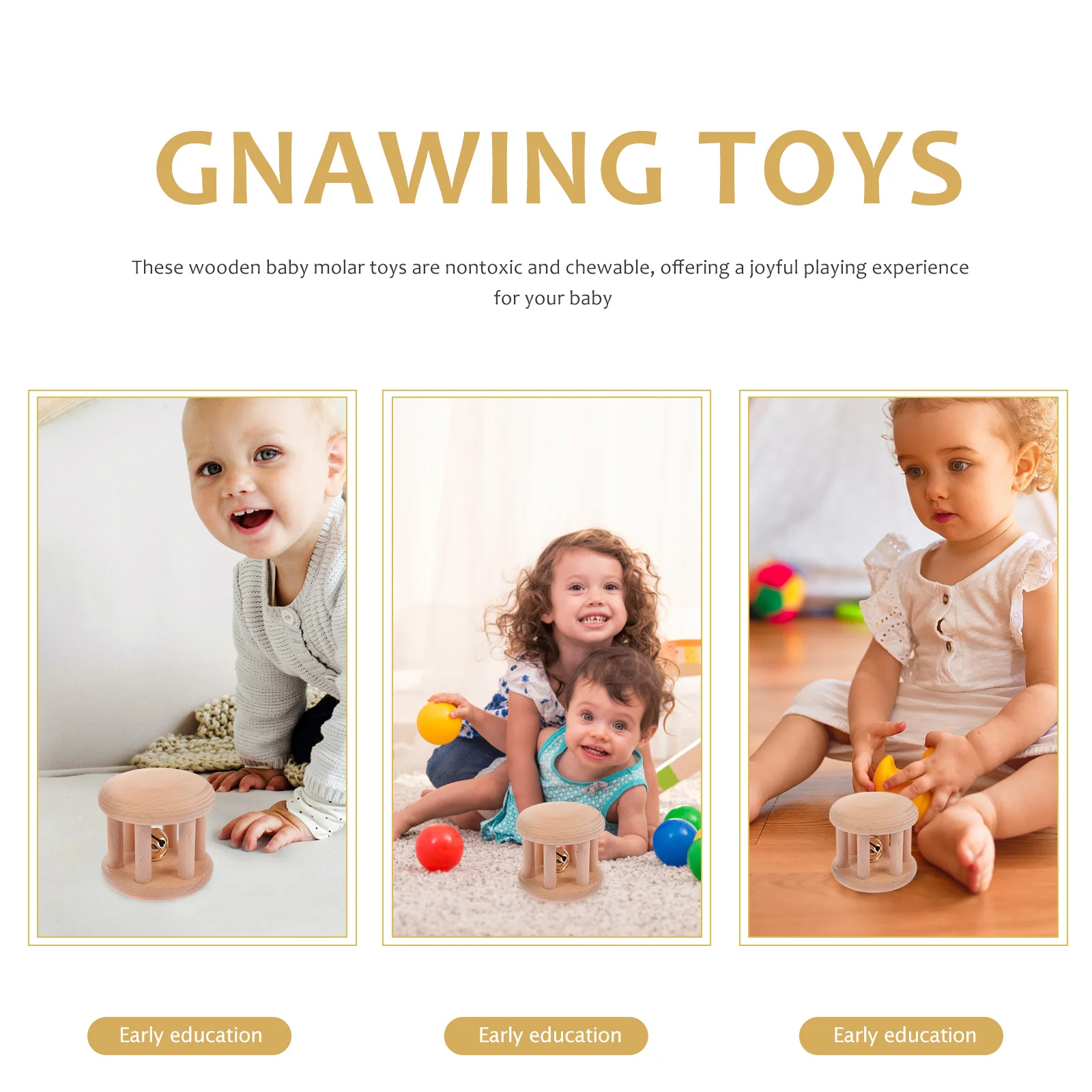 2 Stuks Baby Molaire Baby Tandjes Houten Baby Slijpen Kauwbare Bijtring Verlichten Pijn Bevorderen Gezonde Tand Ontwikkeling