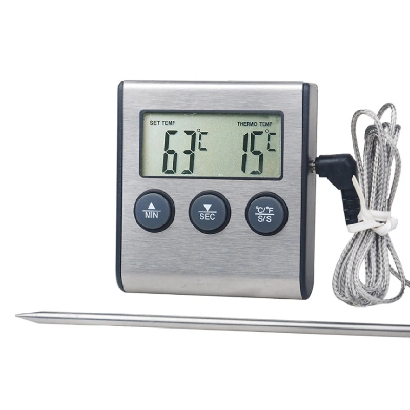 

Digital Kitchen Thermometer LCD Display Long Probe for Grill Oven Cooking Alarm Timer Measuring Tools A07 22