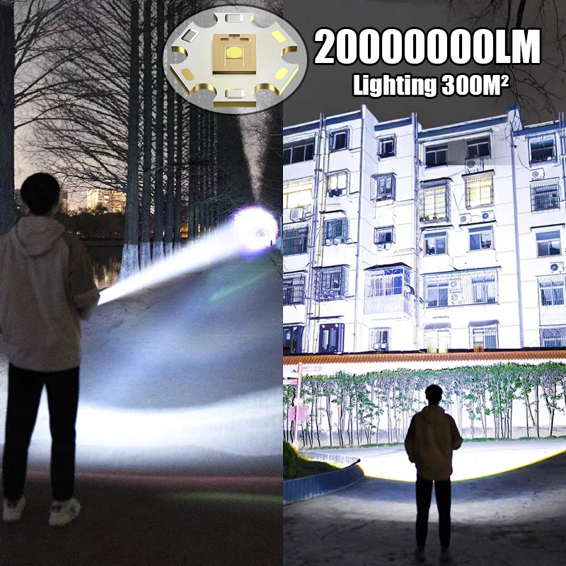 2025 Super High Power Flashlight Most Powerful Led Flashlights Rechargeable Long Range 5000M Torch 5 mode Zoom Tactical Lantern