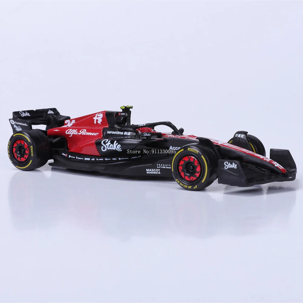 Bburago 1:43 Alfa Romeo F1 Team Stake 2023 C43  #24 Zhou Guanyu #77 Valtteri Bottas Alloy Car Die Cast Model Toy Collectible
