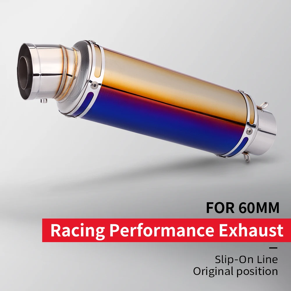 

Universal 60MM exhaust pipe tail section C29 motorcycle exhaust system racing performance Slip on MT09 CBR500R Z900 modification