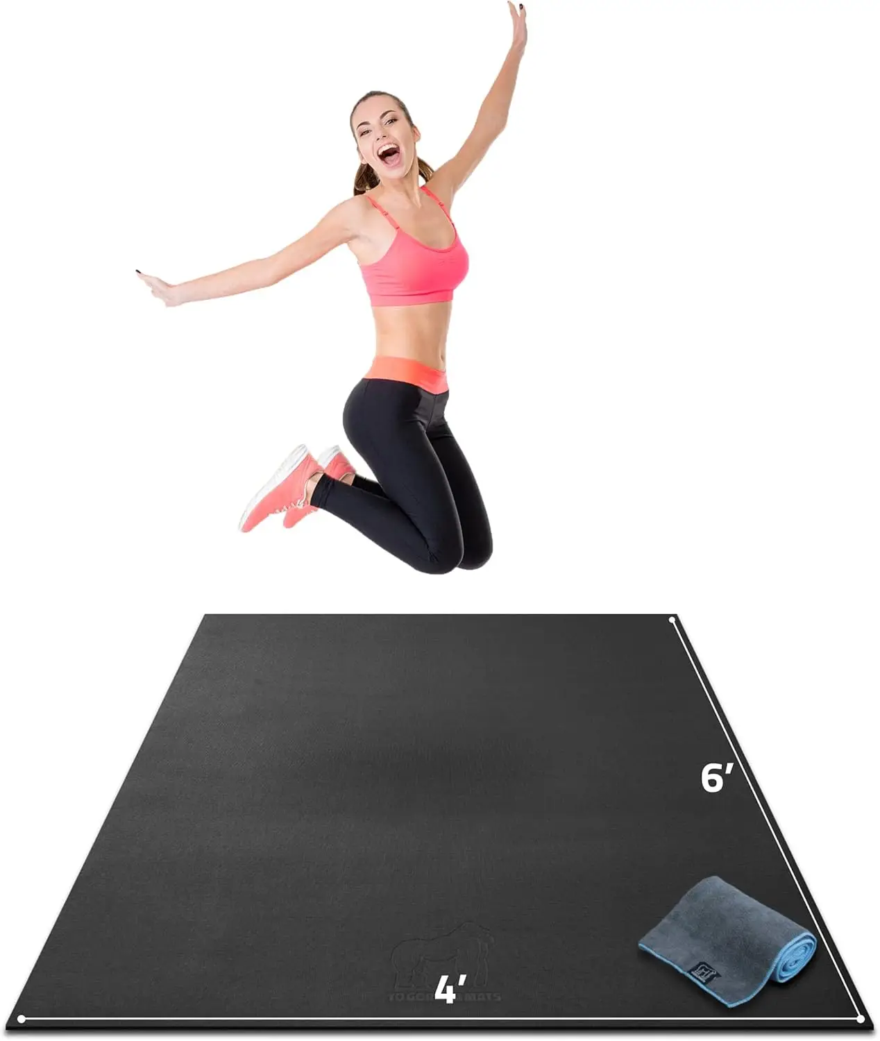 

Large Exercise Mat 6'x4' to 10'x4' 1/4" Thick Ultra Durable Non-Slip Workout Mat for Home Gym Flooring Yoga Weight Lifting