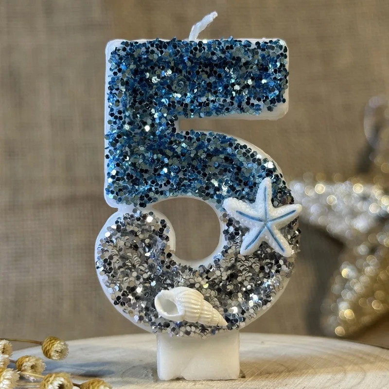 Ocean Mermaid Cake Decoration Number Shape Candle Birthday Party Cake Decoration Handmade Diy Candle
